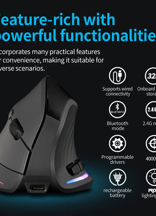 Ergonomic Mouse with 7 Buttons and DPI