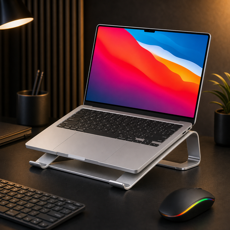 Laptop Cooling Stand – Aluminum Ergonomic Riser for Better Airflow & Desk Comfort