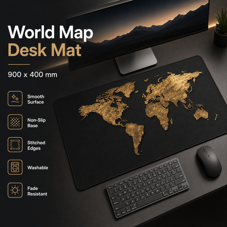World Map Desk Mat Mouse Pad