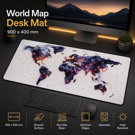 World Map Desk Mat Mouse Pad